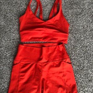 Senita Athletics Women's Workout SET orange poppy size small shorts and bra
